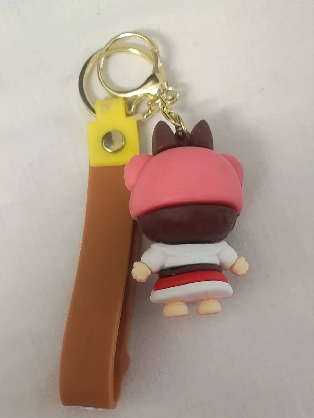 Labubu Brown & Pink Character Keychain with Strap